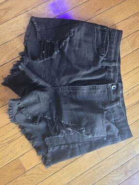 Kendall & Kylie Distressed Black Ripped Denim Jean Shorts The Icon